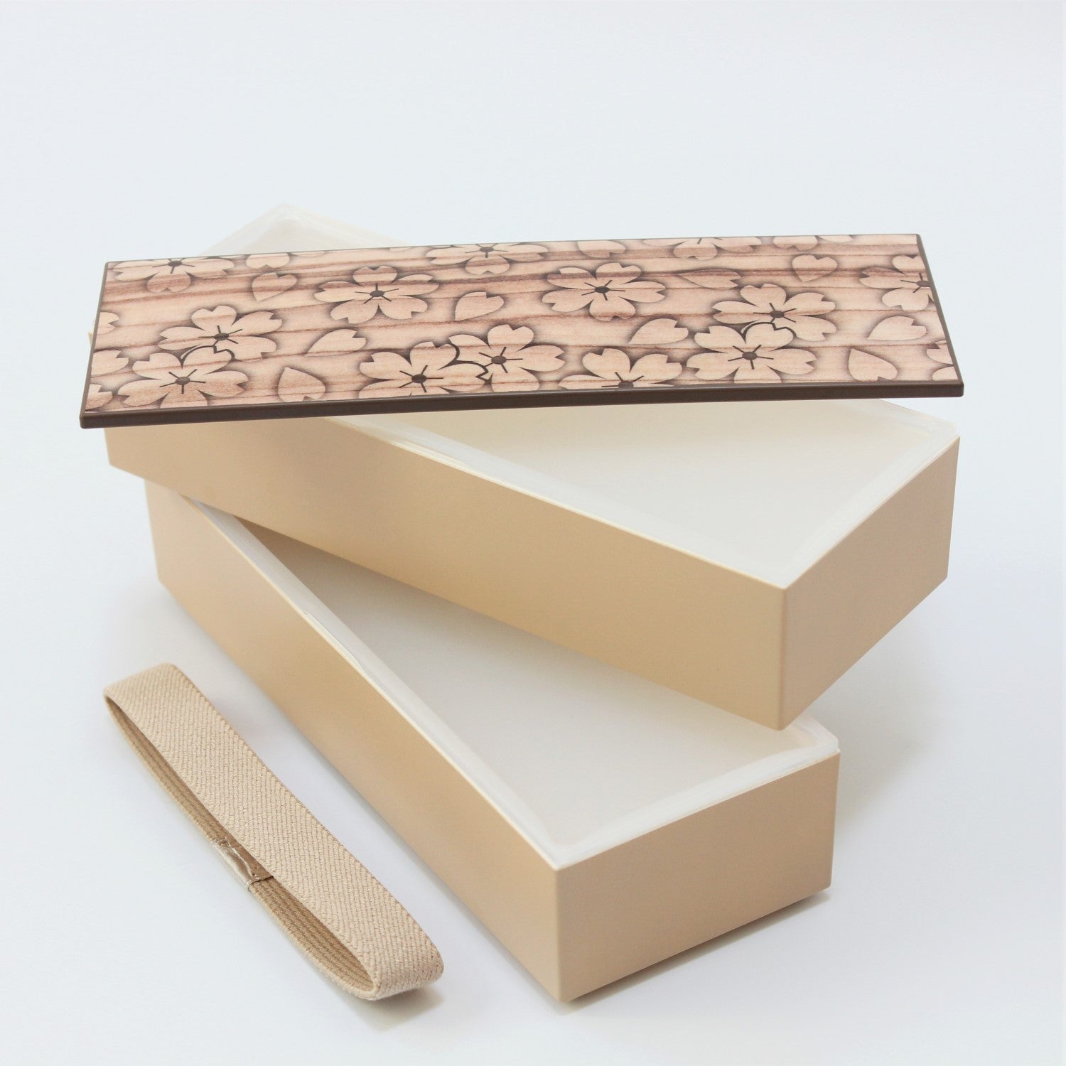 Majime Life Sakura Mokume Natural Slim 2 Tier Bento box from Japan Japanese Bento box for adults Made in Japan lunch boxes 2 layers bento lunch box