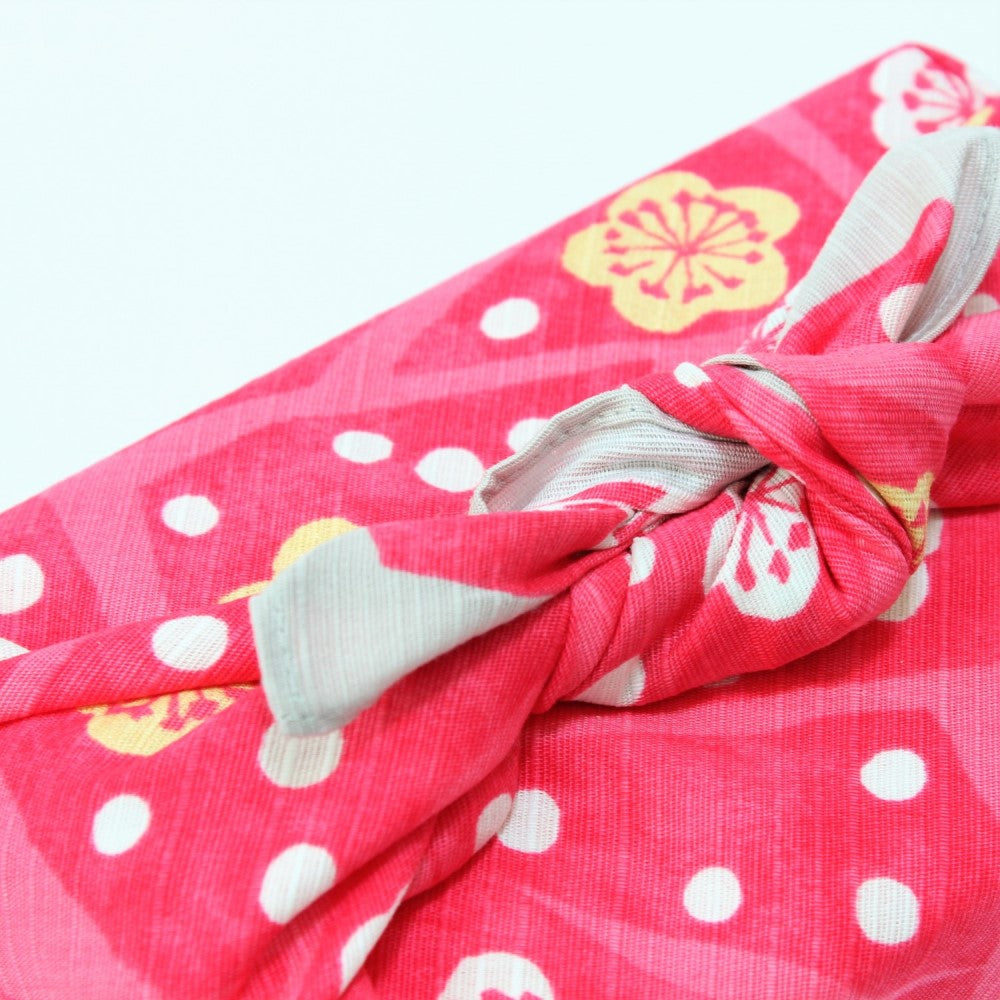 Majime Life Yumeji Takehisa furoshiki wrapping cloth Japanese plum pink 48cm Made in Japan  Wrap bento boxes lunch boxes and gifts presents knot view