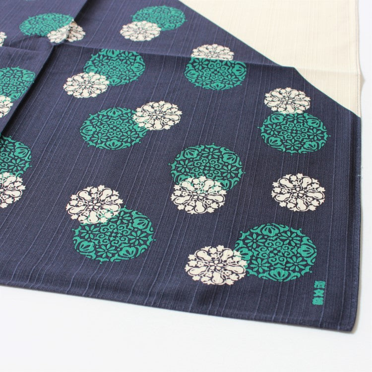 close up shot showing the flower crests on this furoshiki
