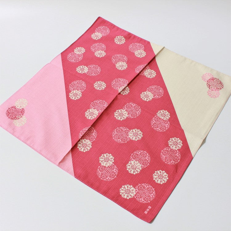 high level view of the hama monyo hana komon pink furoshiki