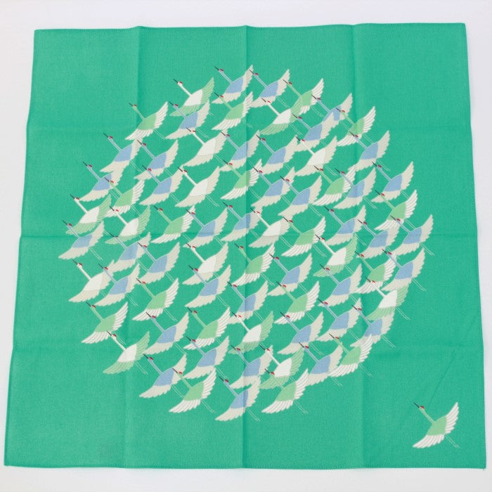 whole view of the hime musubi crane turquoise 50cm Japanese wrapping cloth furoshiki