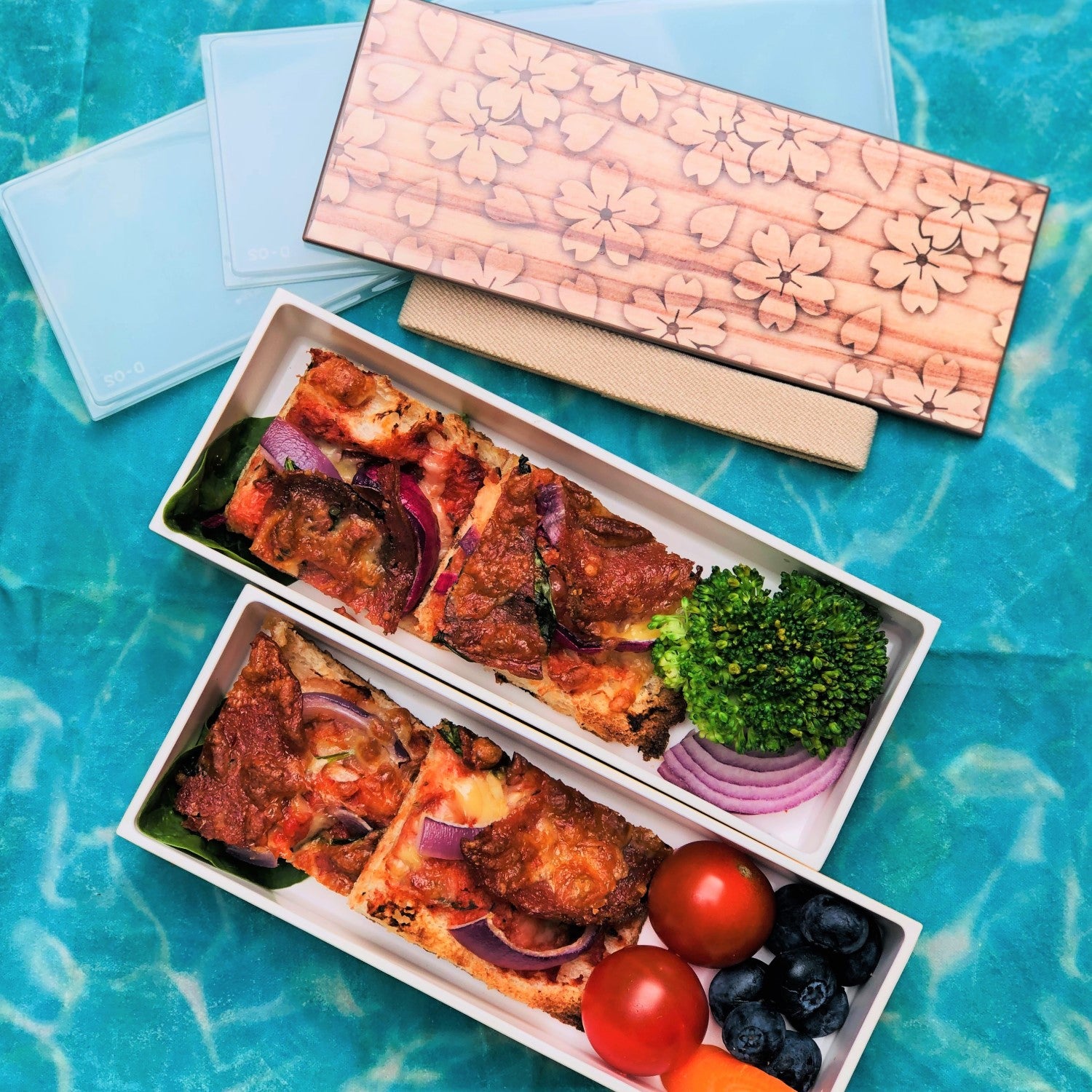 Majime Life Sakura Mokume Natural Slim 2 Tier Bento box from Japan Japanese Bento box for adults Made in Japan lunch boxes 2 layers bento lunch box from top