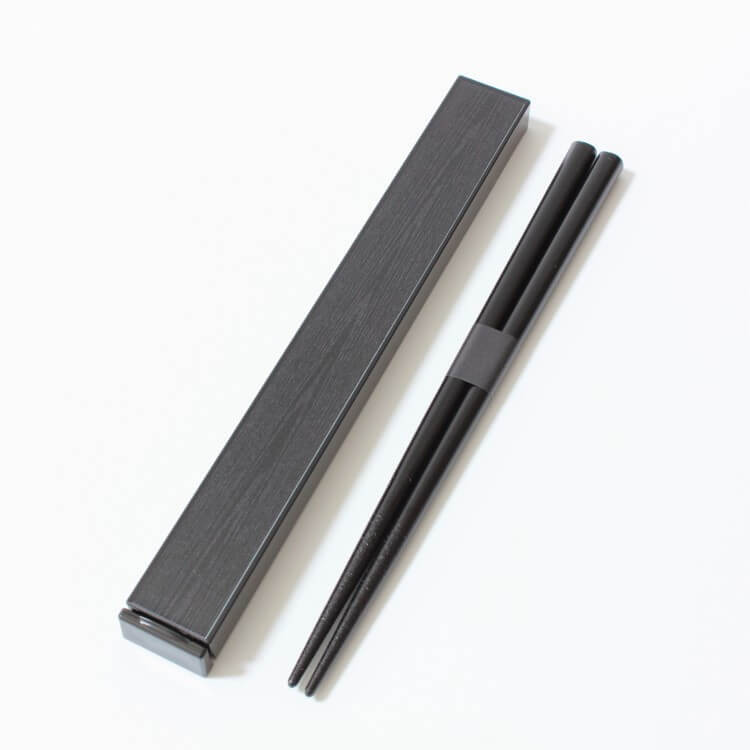 black woodgrain tone chopsticks case set