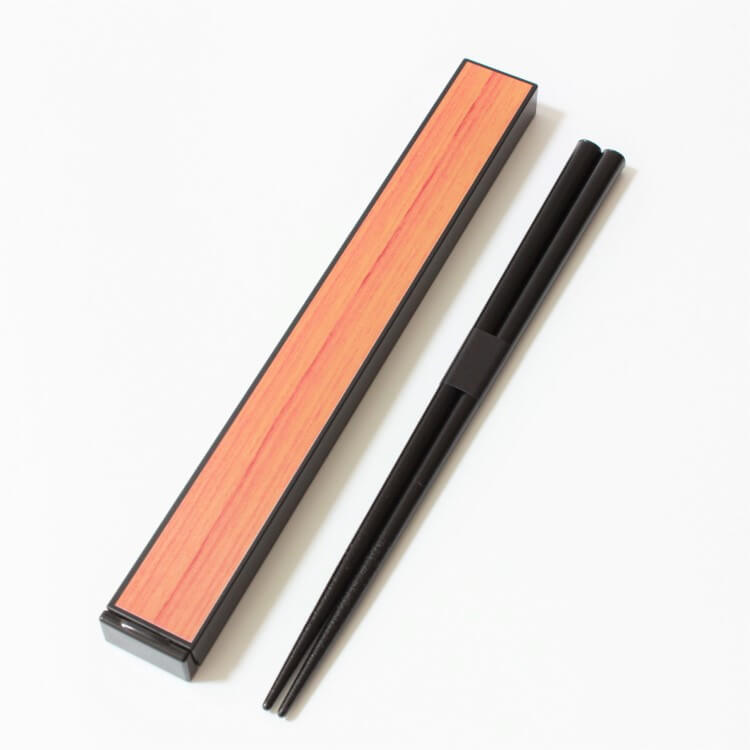 Cherry woodgrain chopsticks with case set