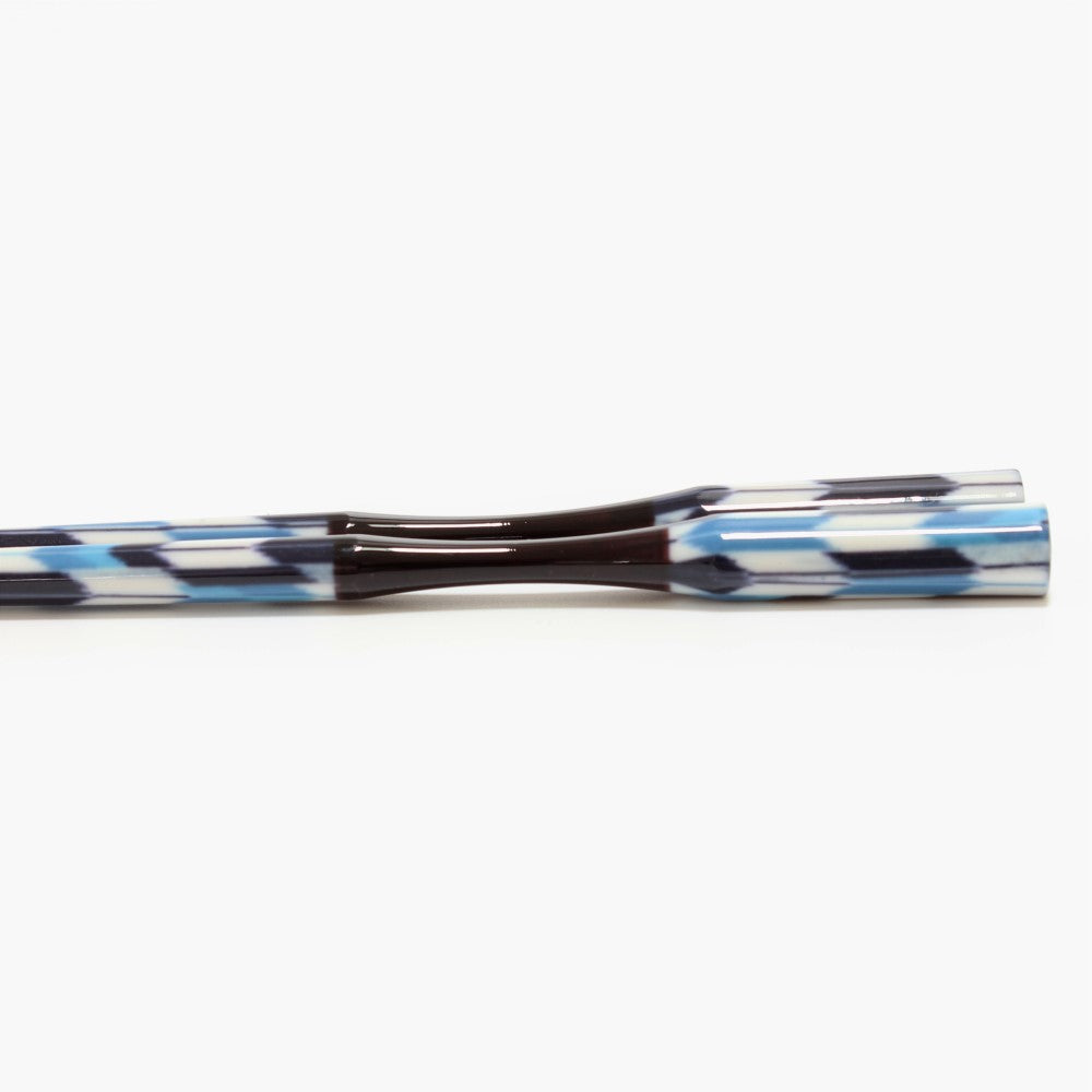 Majime Life Ohashi Collection Chopsticks Blue Yabane side view of the curved neck