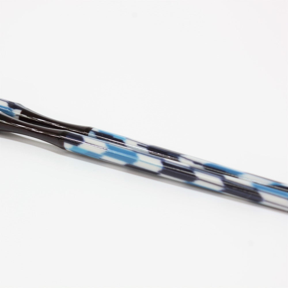Majime Life Ohashi Collection Chopsticks Blue Yabane close up shot to show the pattern. Microwave and dishwasher safe.