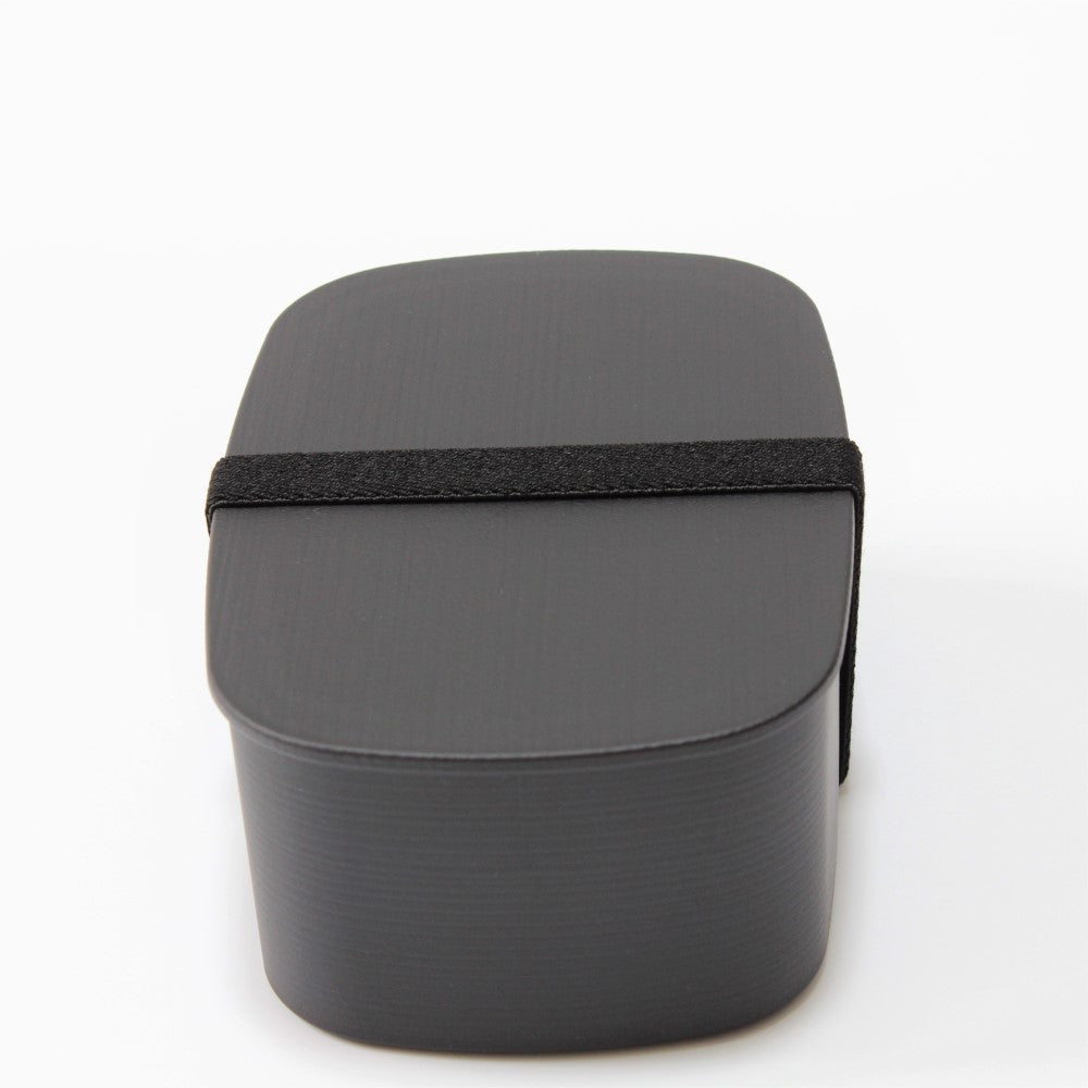 Majime Life Matte Black Nuri Wappa 1 Tier bento box from Japan with lunch band modern Japanese Bento box for adults and kids Made in Japan lunch box compact dishwasher safe microwave safe