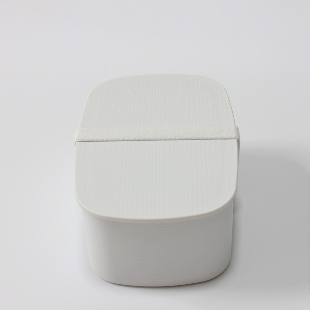 Majime Life Matte White Nuri Wappa 1 Tier Bento Box from Japan Microwave safe Dishwasher safe Japanese style bento box for adults and kids lunch box Wappa style with lunch band