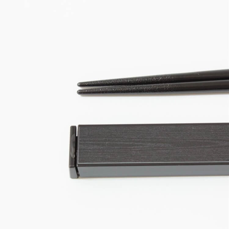 Black Woodgrain Tone Chopsticks Case Set