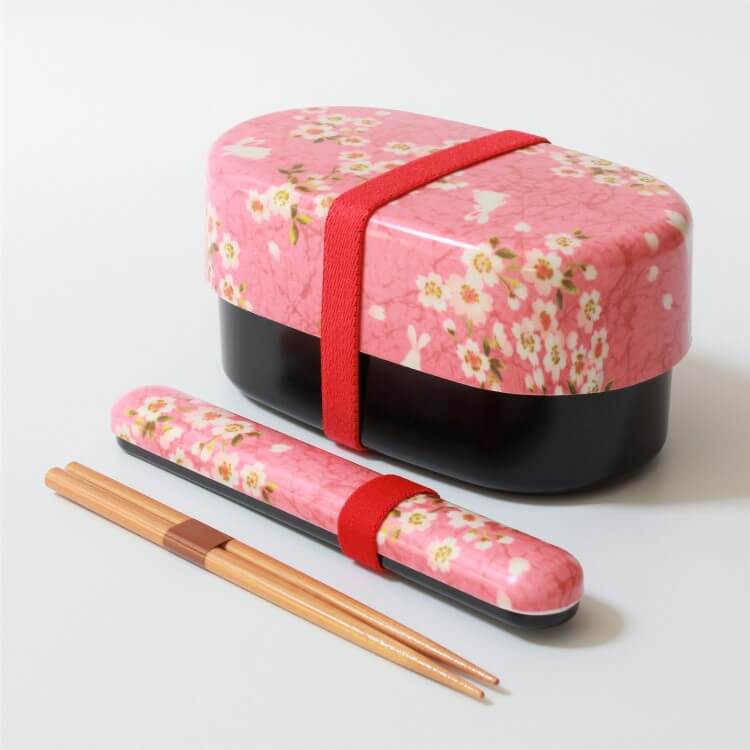 Sakura Usagi Pink Chopsticks Case Set