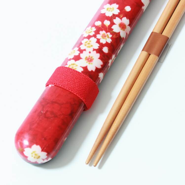 Sakura Usagi Red Chopsticks Case Set