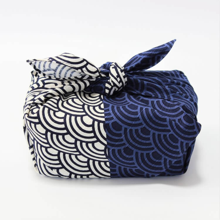 Majime Life Blue Wave Furoshiki wrapped bento box