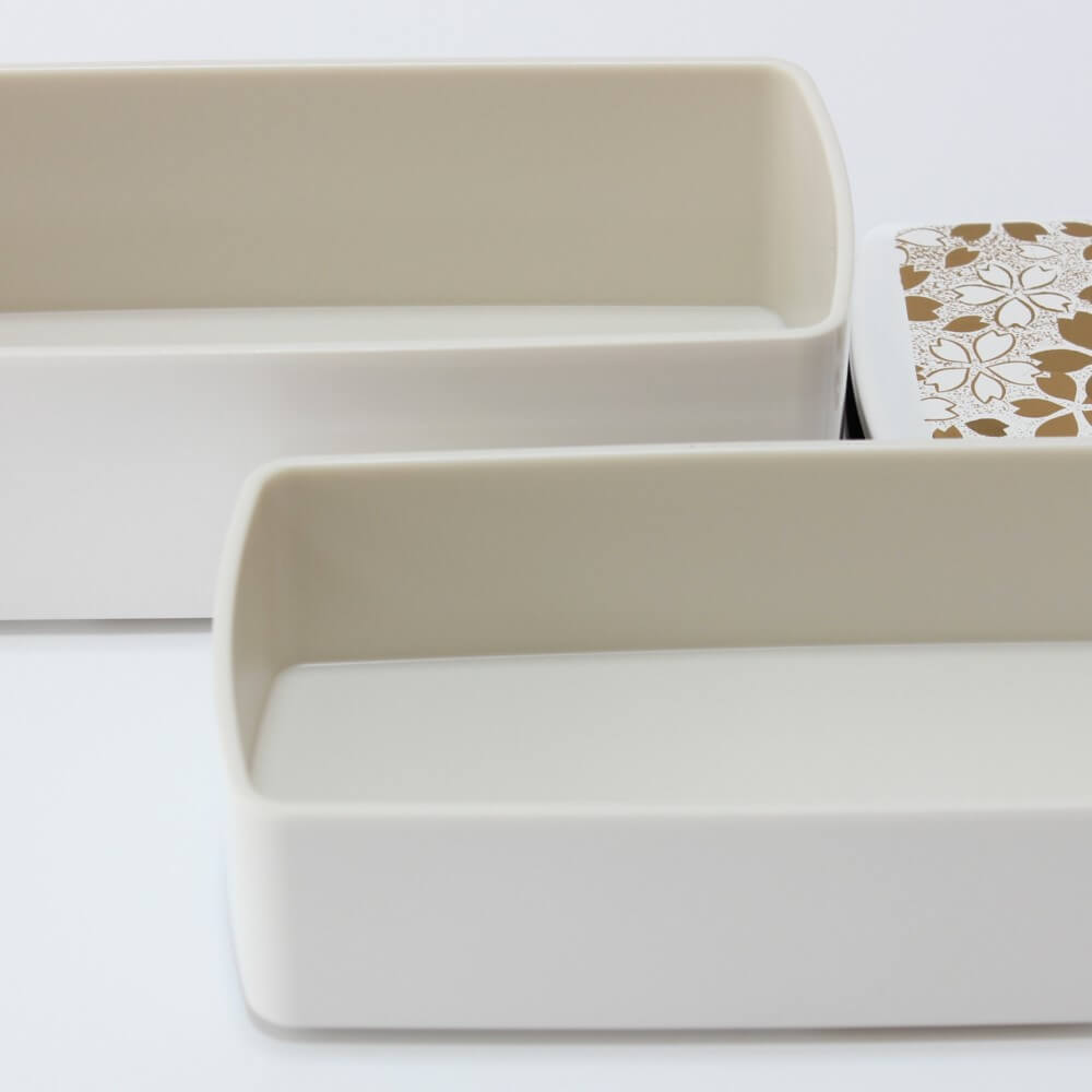 2 layers hanamaru white bento box