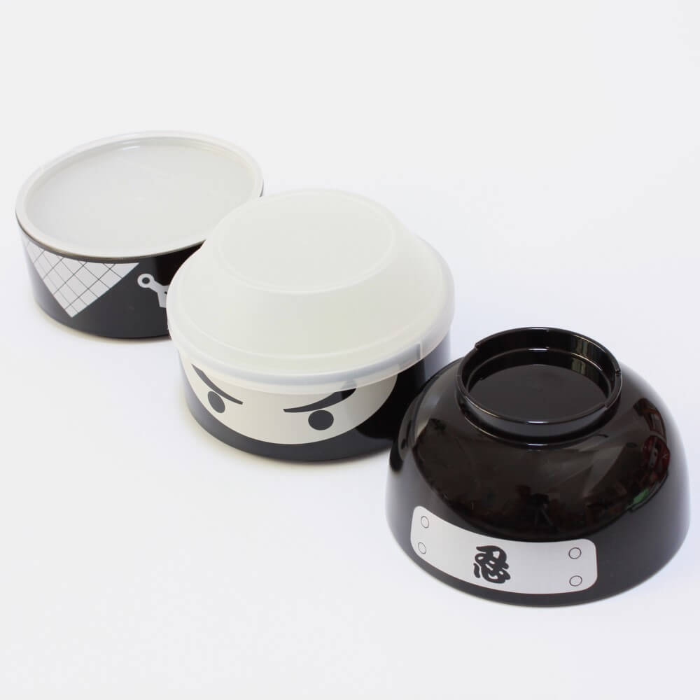 3 layers placed side by side ninja kokeshi bento box