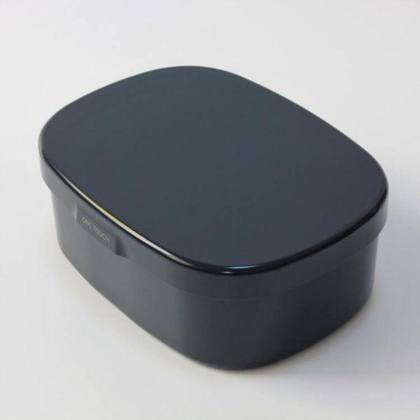 Navy blue 1 tier bento box easy to close lid japan made