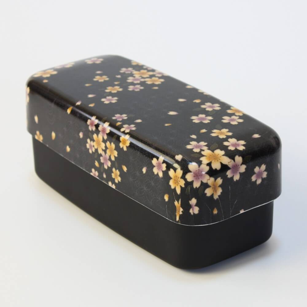ryusui sakura black 2 tier bento box