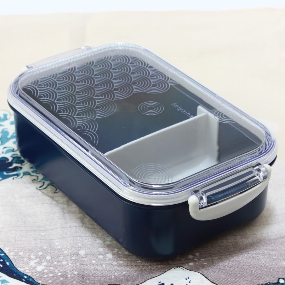 seigaiha koku blue 1 tier bento box