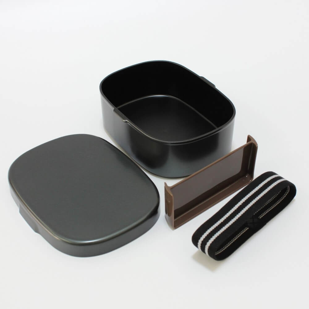 all components metallic black 1 tier bento box