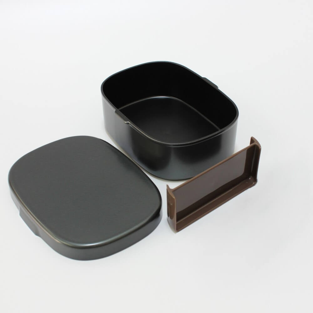 all parts of the metallic black one bento box