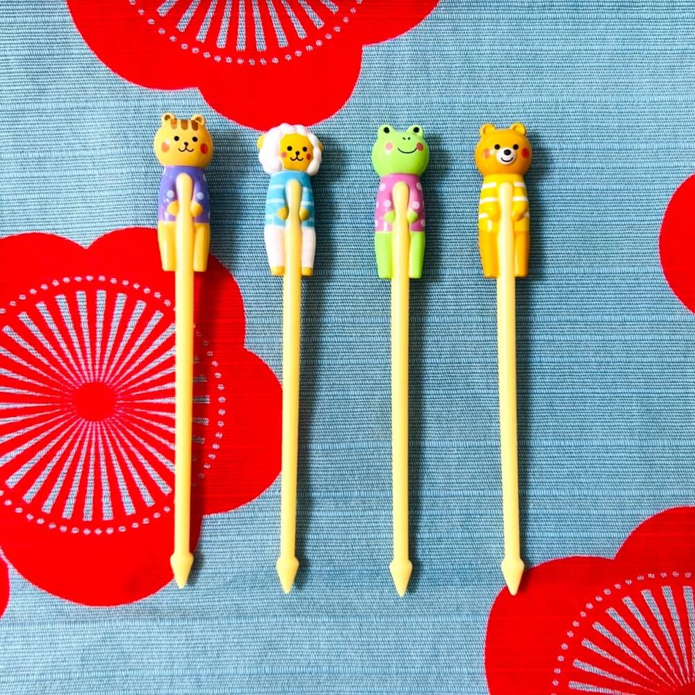 animal shaped long food picks 4 pieces