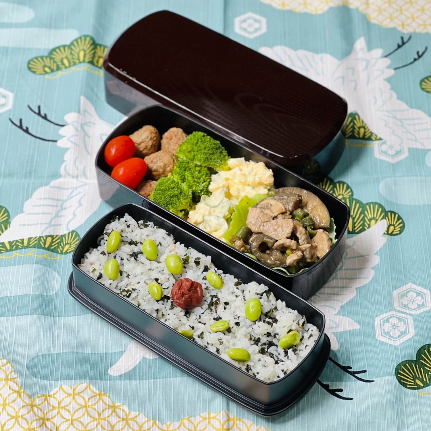 japanese bento in tame mokume bento box
