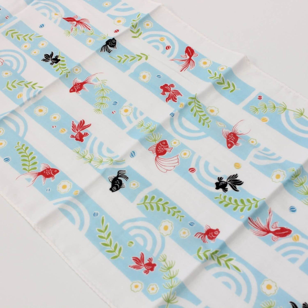 Yamamotojin Double Gauze Tenugui Black and Red Goldfish