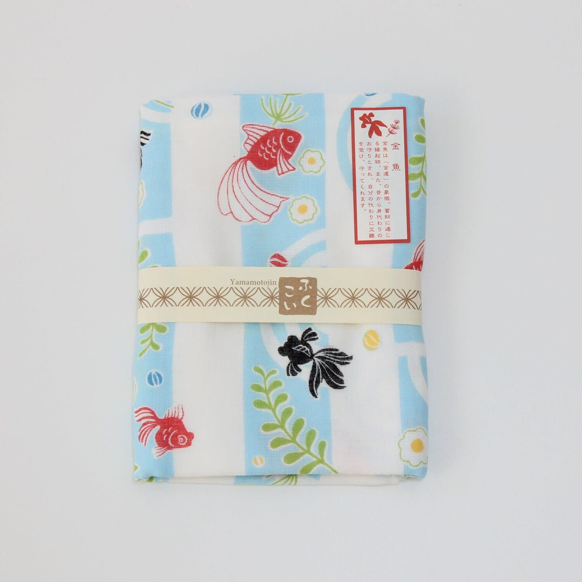 Yamamotojin Double Gauze Tenugui Black and Red Goldfish