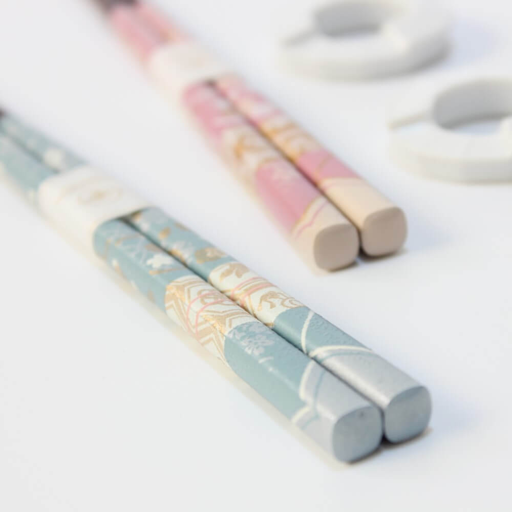 blue kimono chopsticks in foreground
