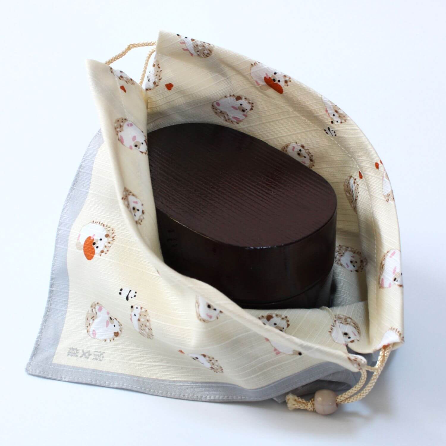 Hamamonyo Calming Hedgehog Kinchaku Bento Lunch Bag