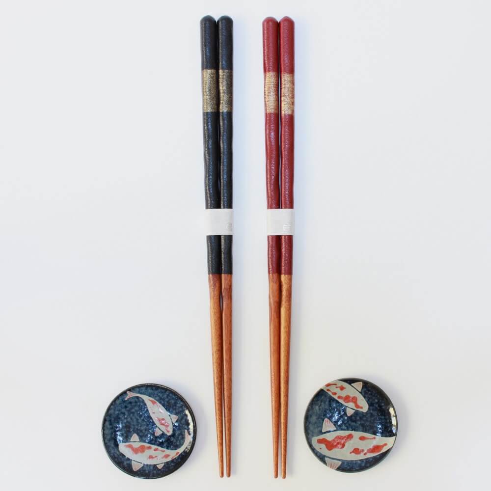chopsticks and rests outside gift box nishiki goi