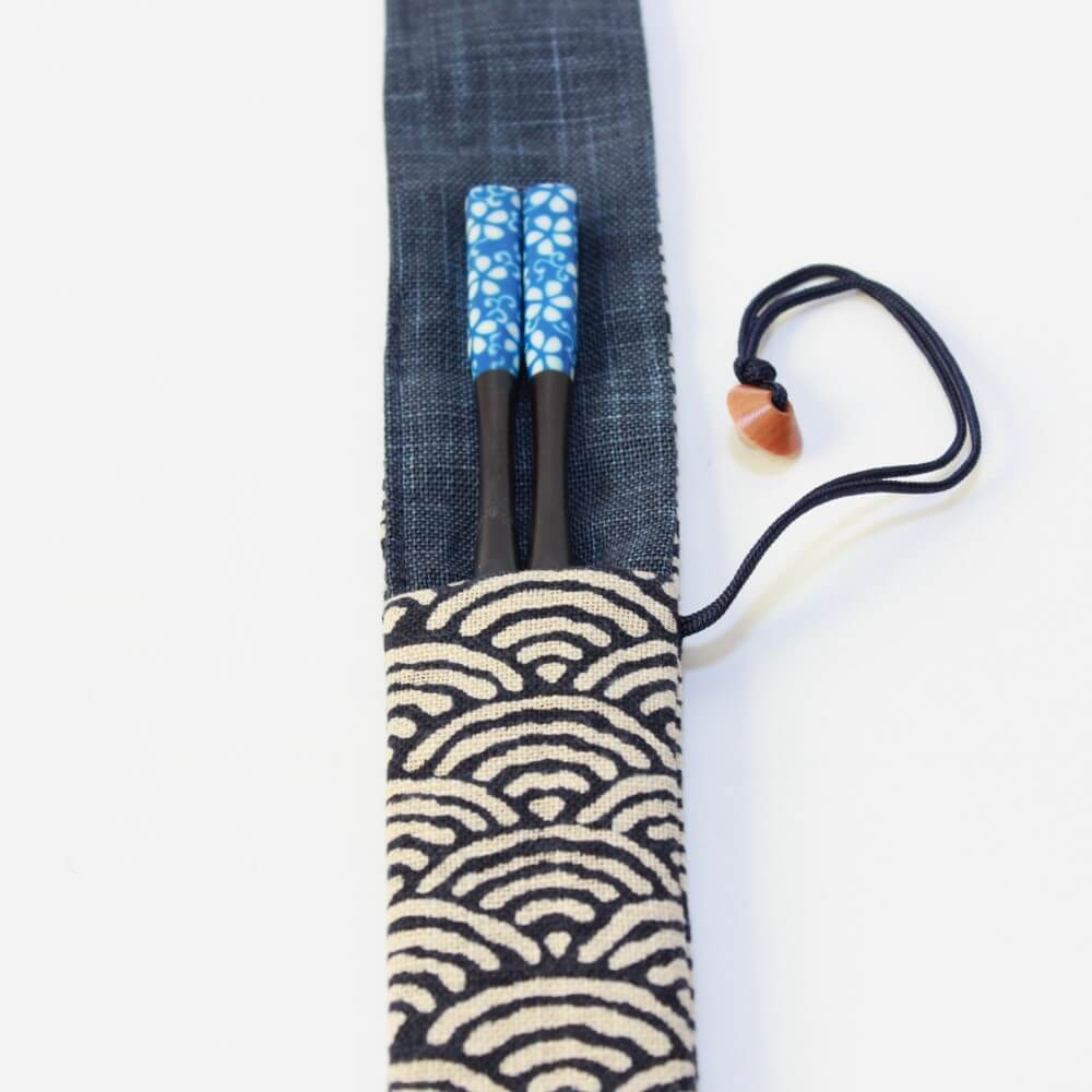 chopsticks inside seigaiha chopsticks fabric case