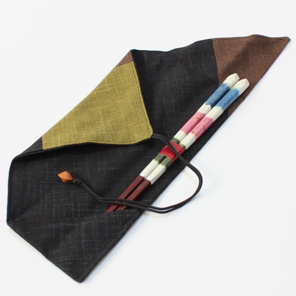 chopsticks inside wafu green fabric chopsticks case