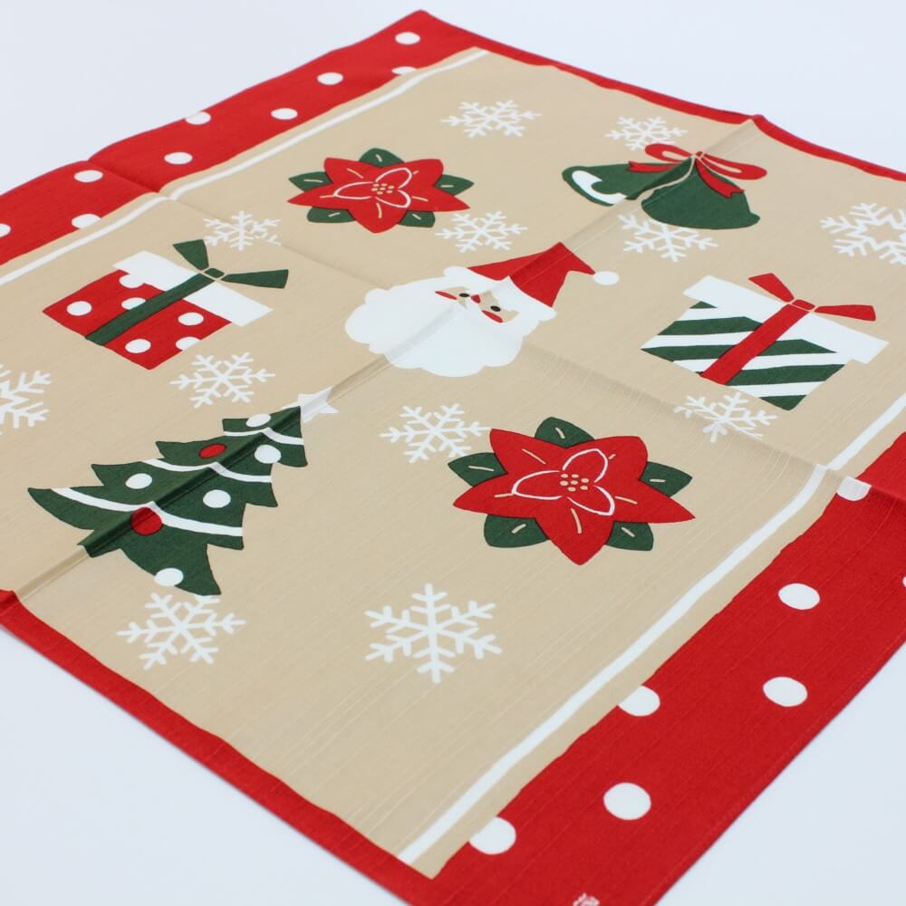Christmas themed furoshiki with christmas patterns from hama monyo