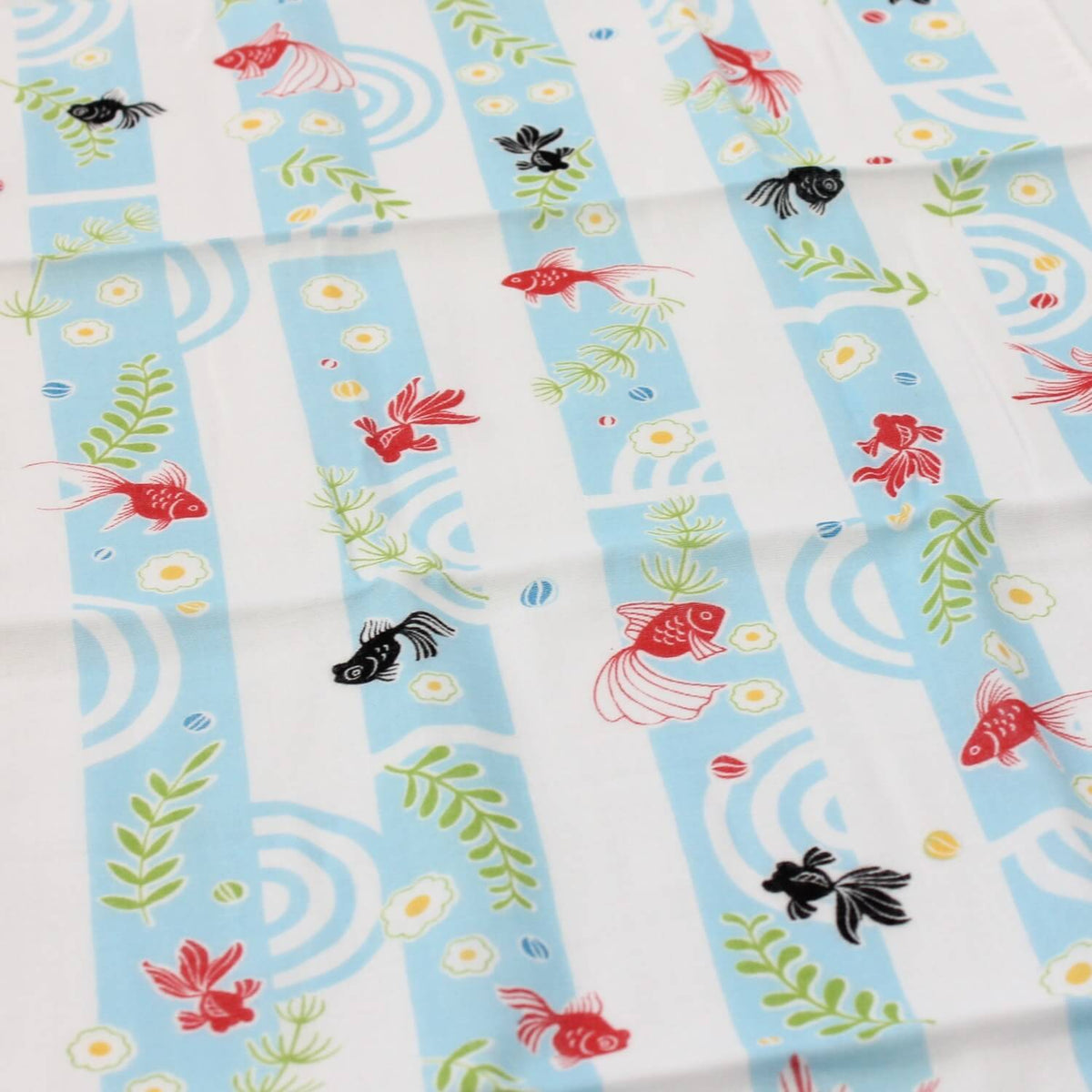 Yamamotojin Double Gauze Tenugui Black and Red Goldfish