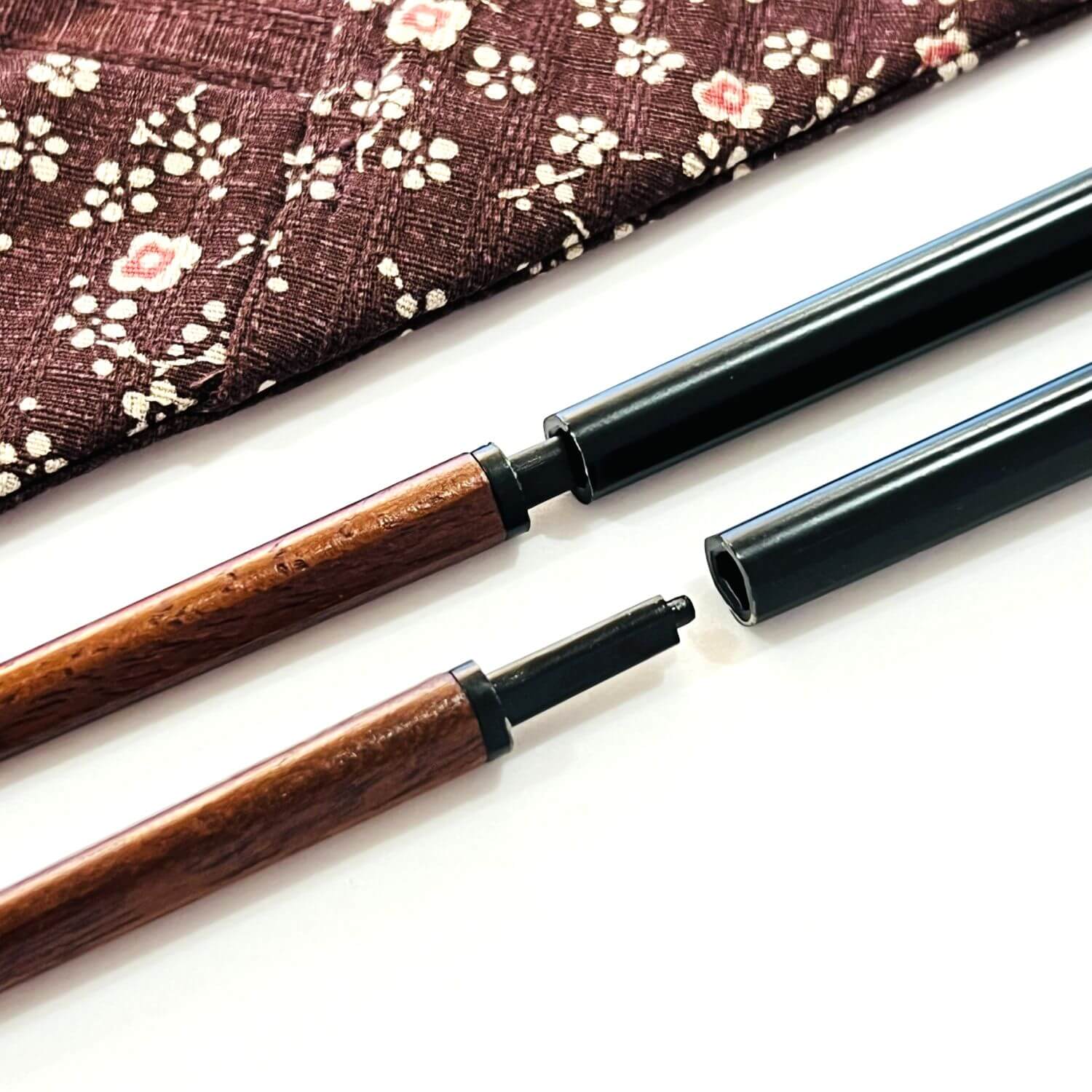 Detachable chopsticks with pouch | Plum flower purple | 23cm chopsticks