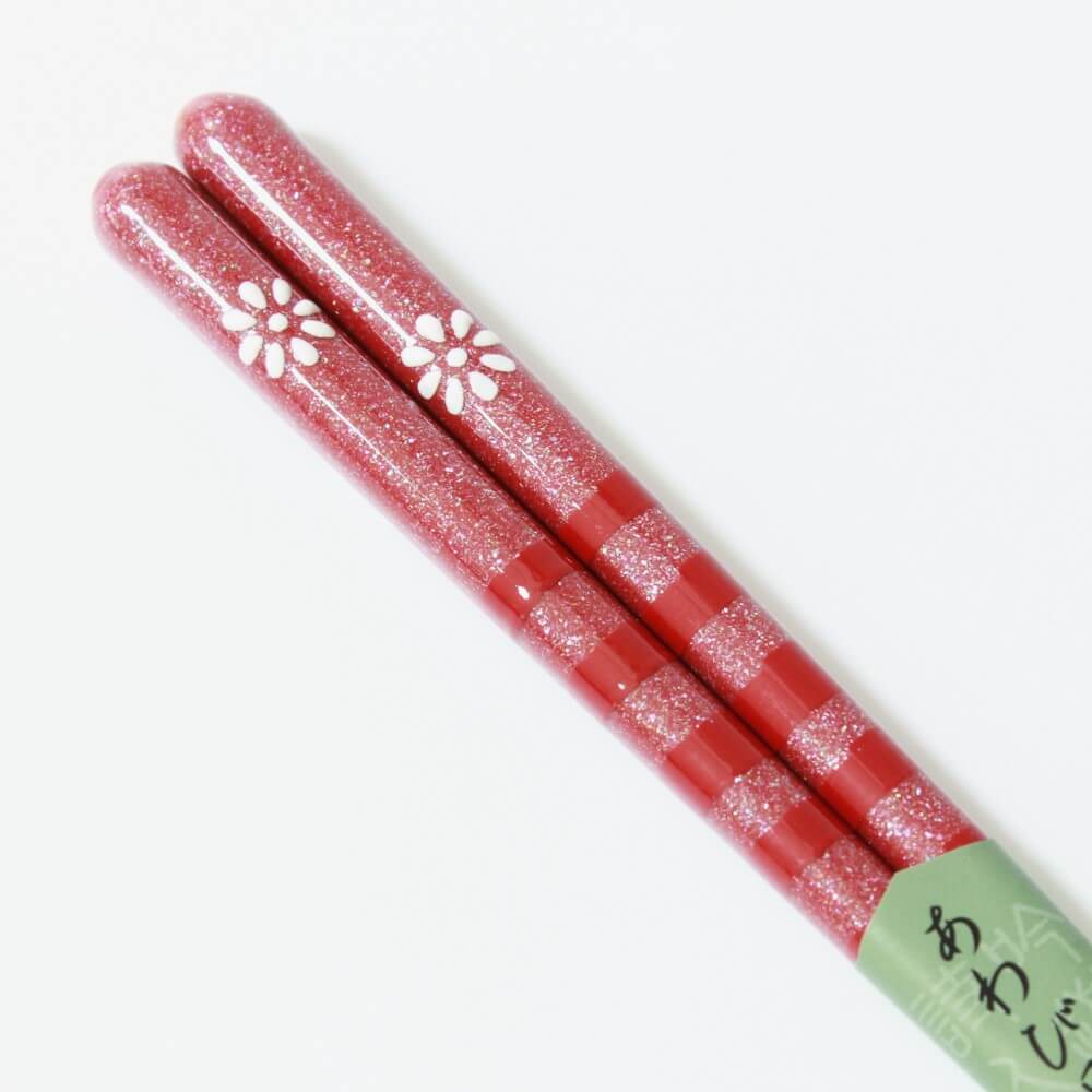 diagonal close up red kainichirin chopsticks