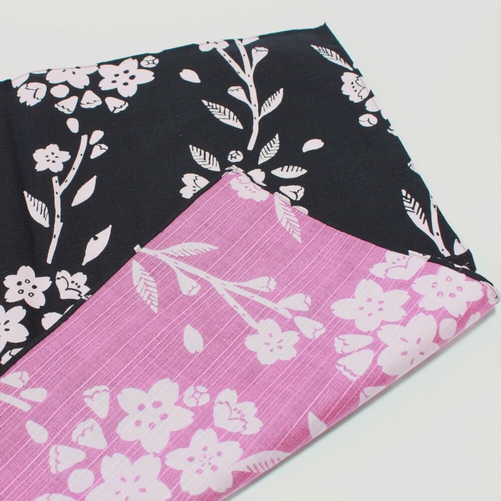 double sided charcoal black pink furoshiki laid flat
