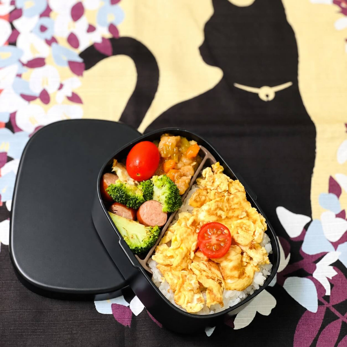 egg bento in one touch black bento box
