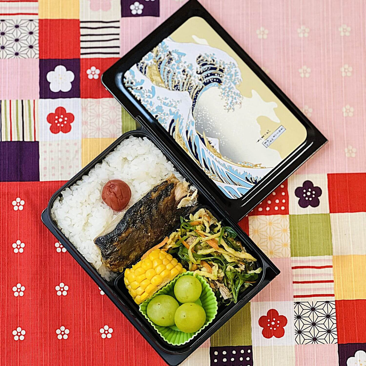 fish bento in great wave bento box