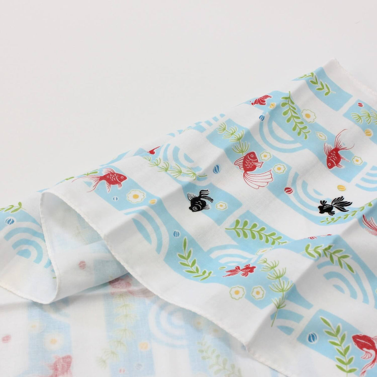 Yamamotojin Double Gauze Tenugui Black and Red Goldfish