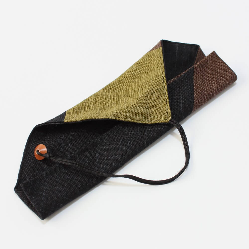 half folded wafu green chopsticks fabric case