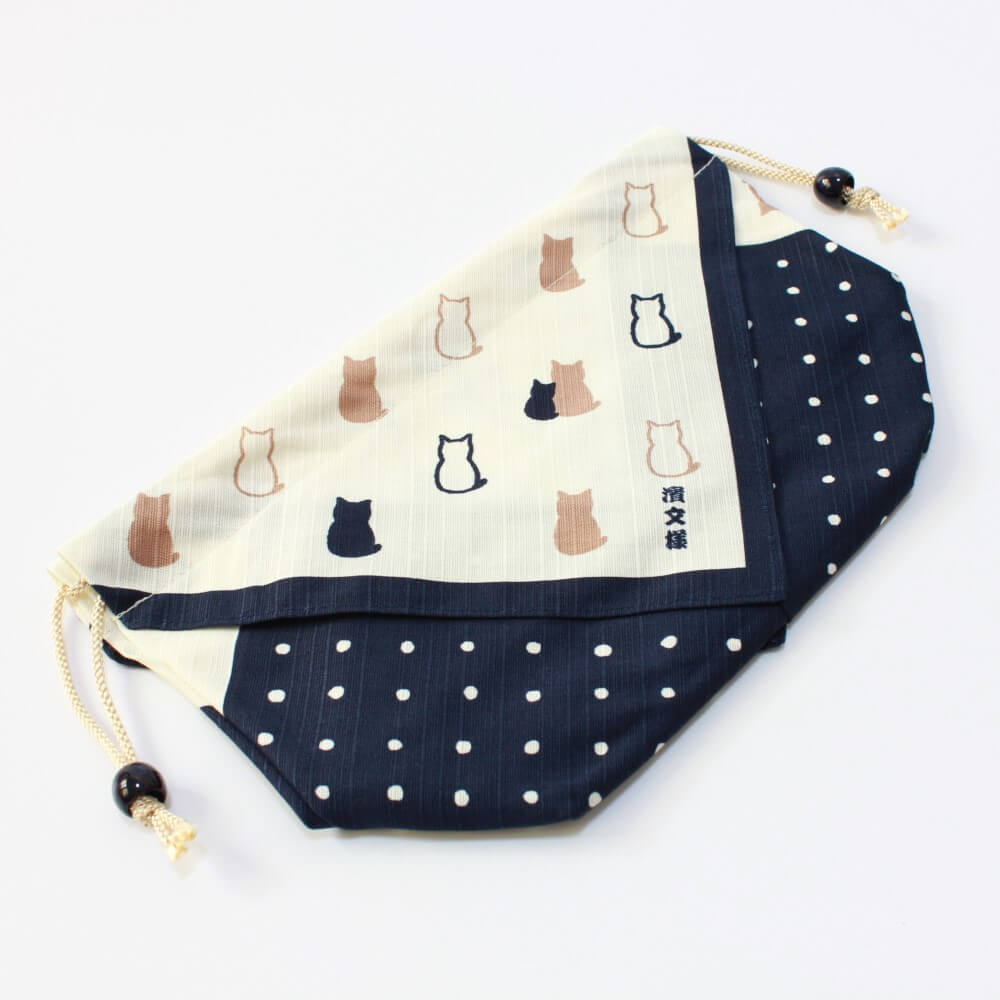 hama monyo cat silhouettes navy bento lunch bag laid flat