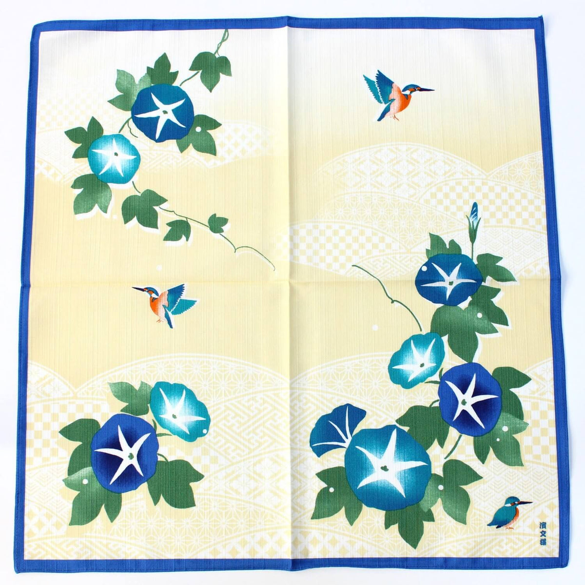 hamamonyo kingfishers and morning glory furoshiki 50cm