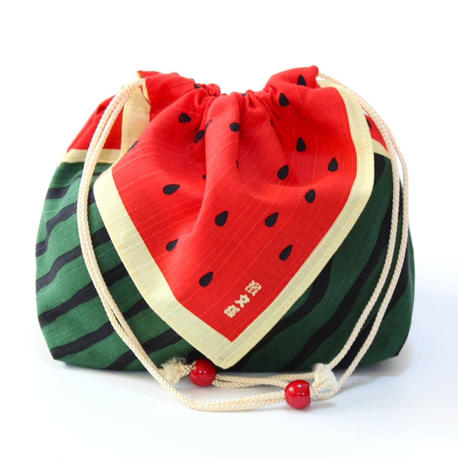 hamamonyo watermelon kinchaku bento lunch bag