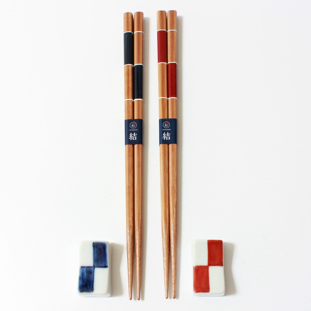 ichimatsu mikoto japanese wooden chopsticks set with rests