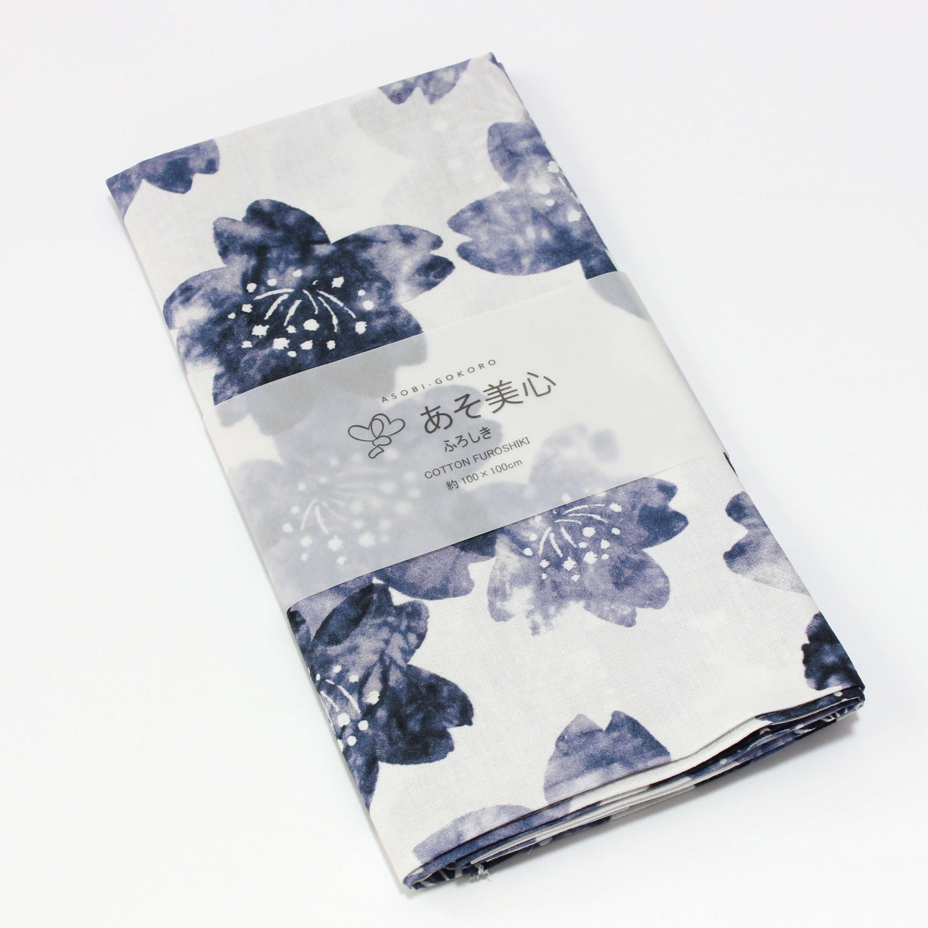 package of indigo sakura blossom 100cm furoshiki