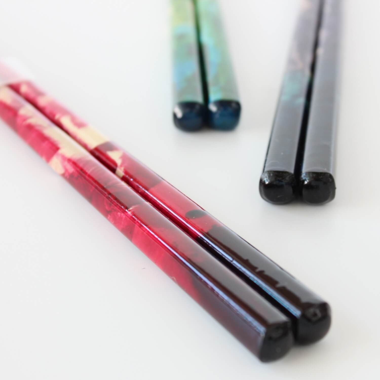 iroha pale scarlet chopsticks close up