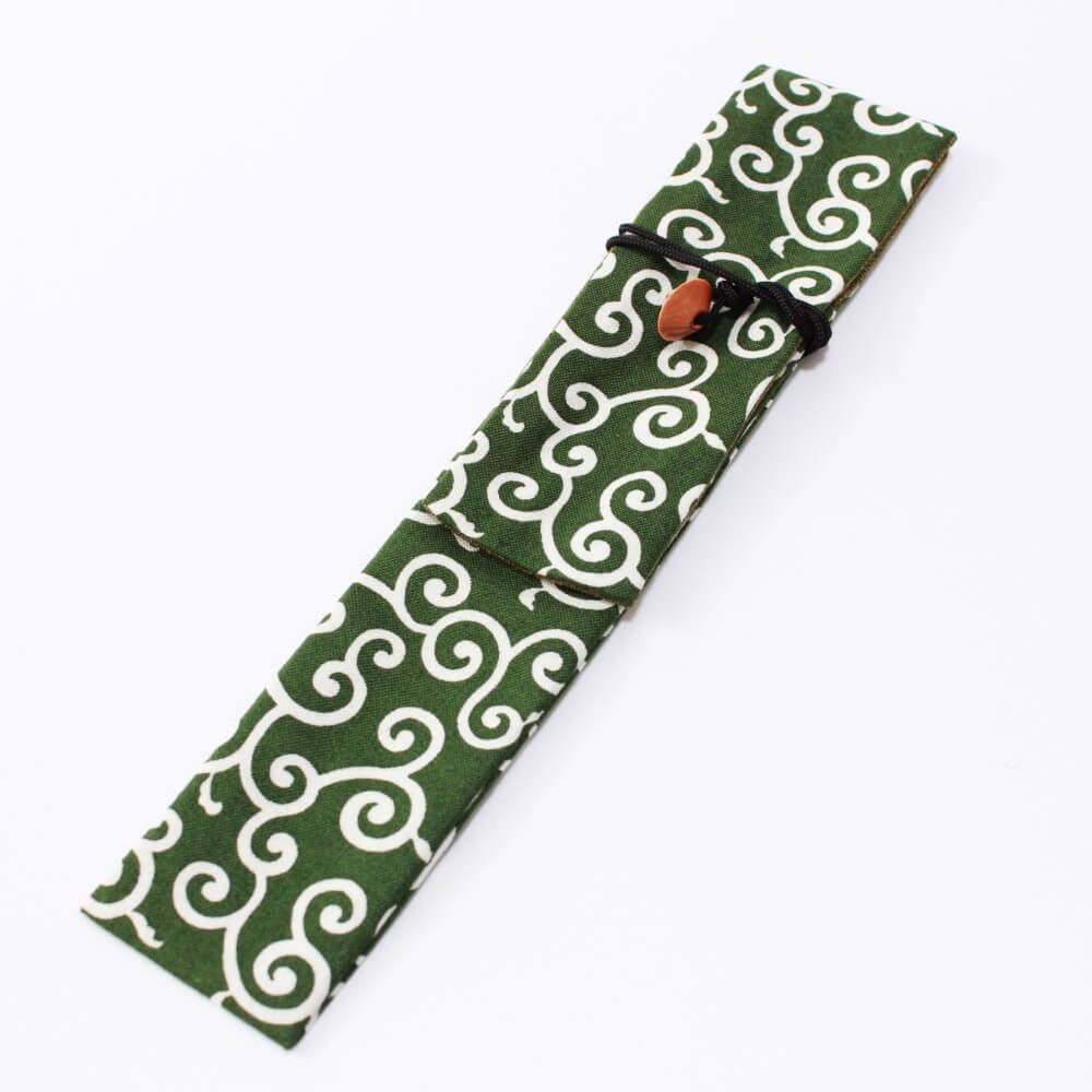 karakusa green fabric chopsticks case