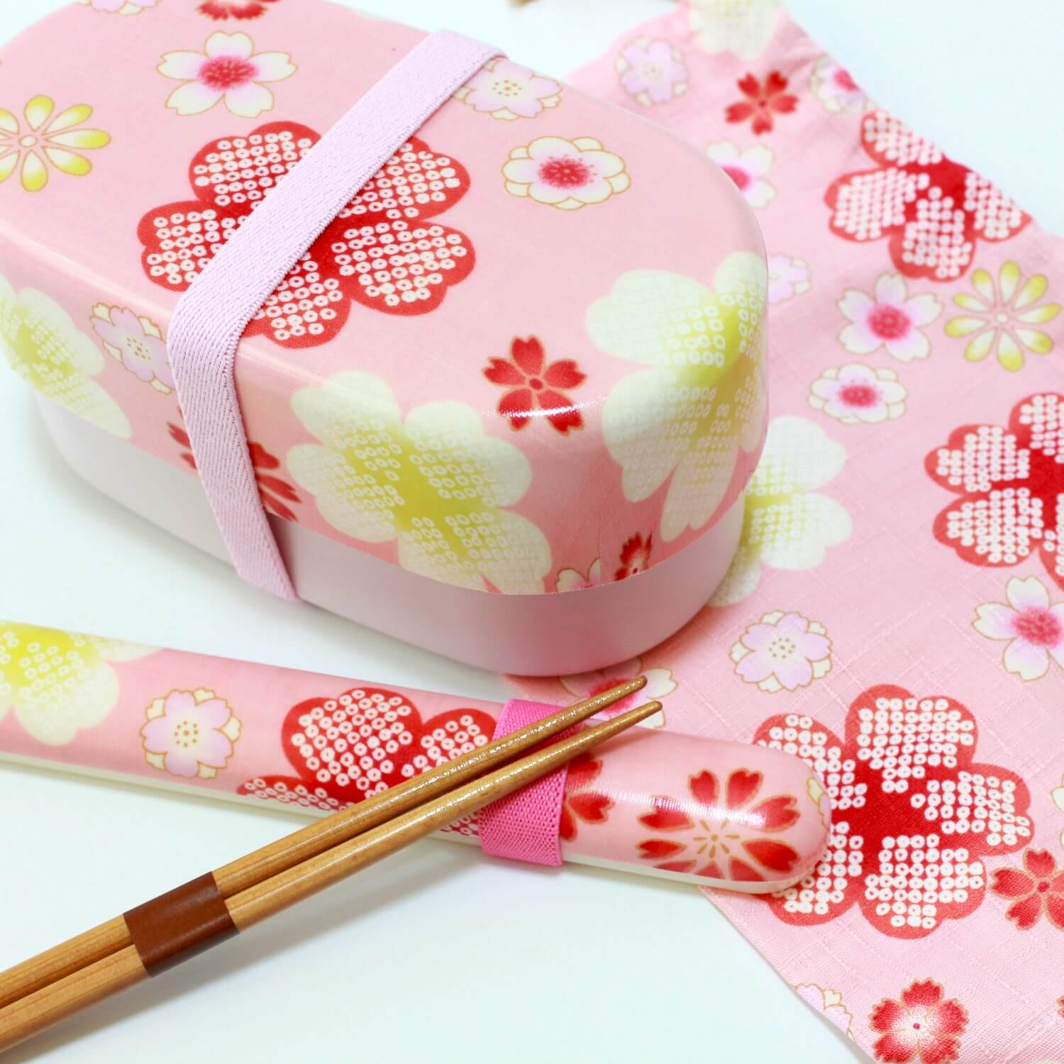 kimono yume sakura pink bento box set overhead shot