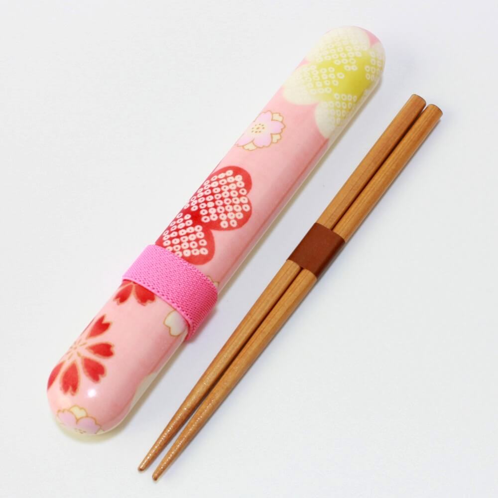 kimono yume sakura pink chopsticks case set